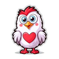 AI generated Funny smail cute chicken Valentine day line drawing art isolated on transparent background png