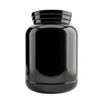 AI generated black plastic jar with lid isolated on transparent background png