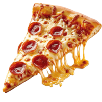 ai généré une tranche de Pizza est montré avec fondu fromage png