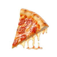 ai generado un rebanada de Pizza es mostrado con Derretido queso png