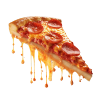 ai generato un' fetta di Pizza è mostrato con fuso formaggio png