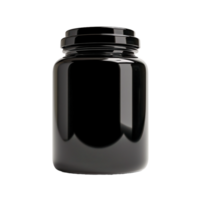 AI generated black plastic jar with lid isolated on transparent background png