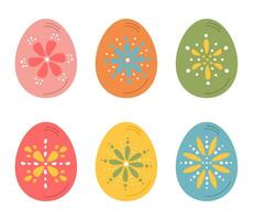 Easter eggs, colorful painted egg collection for holiday greeting cards, tags, print, vector elements set. Vector hand drawn Easter symbol set, clip art.