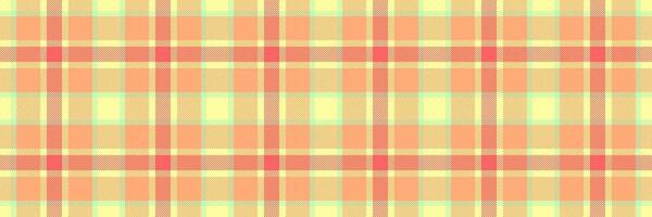 Stitched background tartan textile, linear check vector texture. Cosy pattern plaid fabric seamless in orange and yellow colors.