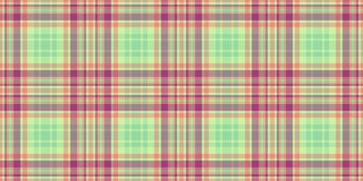 Interior check pattern texture, 20s plaid seamless vector. Weave textile fabric tartan background in green and red colors. vector