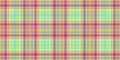 Interior check pattern texture, 20s plaid seamless vector. Weave textile fabric tartan background in green and red colors. vector