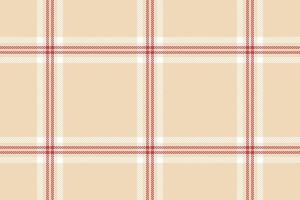 Plaid background, check seamless pattern in beige. Vector fabric texture for textile print, wrapping paper, gift card or wallpaper.