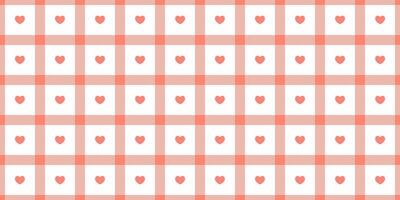 Gingham pattern with hearts. Seamless tartan vichy check plaid for gift card, wrapping paper, invitation on Valentines Day print vector