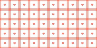 Gingham pattern with hearts. Seamless tartan vichy check plaid for gift card, wrapping paper, invitation on Valentines Day print vector