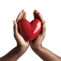 AI generated Hands holding a heart png isolated on transparent background