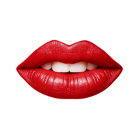 ai generado hembra rojo labios cortar fuera en transparente antecedentes png