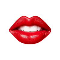 ai generado hembra rojo labios cortar fuera en transparente antecedentes png