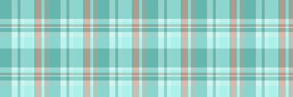 Baby fabric check texture, crease vector tartan plaid. Direct textile seamless background pattern in teal and pale turquoise colors.