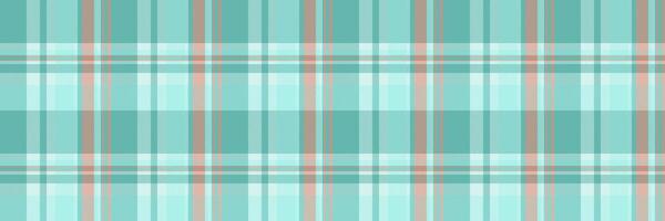 Baby fabric check texture, crease vector tartan plaid. Direct textile seamless background pattern in teal and pale turquoise colors.