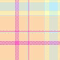 Stripe texture tartan check, linen background plaid fabric. Straight pattern vector seamless textile in orange and peach puff colors.