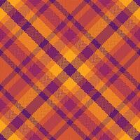 Sparse vector plaid check, fire pattern texture textile. Girl seamless tartan background fabric in red and purple colors.