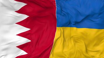 Bahrain and Ukraine Flags Together Seamless Looping Background, Looped Bump Texture Cloth Waving Slow Motion, 3D Rendering video