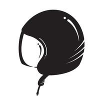 Motorbike helmet from side view silhouette shadow vector icon illustration isolated on white square background. Simple flat black and white vehicle head gear protection drawing.