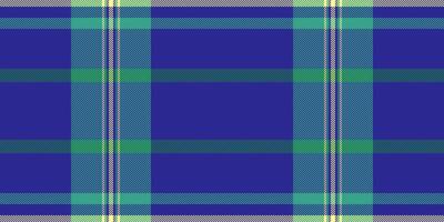 Underwear fabric seamless tartan, designer textile texture pattern. Tile background check vector plaid in indigo and teal colors.