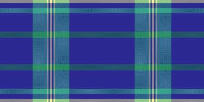 Underwear fabric seamless tartan, designer textile texture pattern. Tile background check vector plaid in indigo and teal colors.