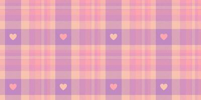 Gingham pattern with hearts. Seamless tartan vichy check plaid for gift card, wrapping paper, invitation on Valentines Day print vector