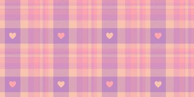 Gingham pattern with hearts. Seamless tartan vichy check plaid for gift card, wrapping paper, invitation on Valentines Day print vector