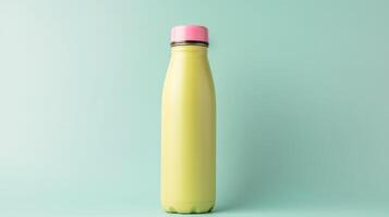 AI generated water bottle mockup on pastel color background photo