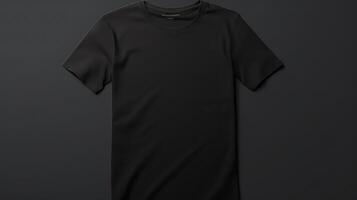 AI generated Black t-shirt mockup on black background photo