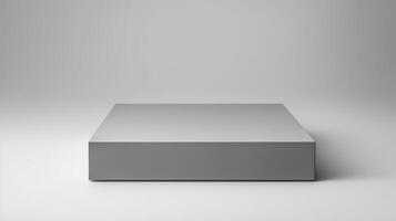 AI generated White box mockup, blank box template isolated on grey background, photo