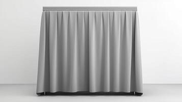AI generated Blank grey fabric curtain mockup, Empty room with window curtains photo