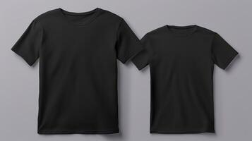 AI generated Black t-shirt mockup on grey background photo