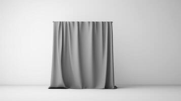 AI generated Blank grey fabric curtain mockup, Empty room with window curtains photo