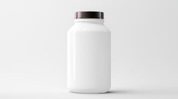 AI generated White jar mockup on white studio background photo