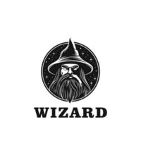 AI generated Wizard logo design illustration vector template, witch wizard logo