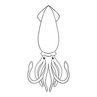 Squid icon in line art style. Hand drawn undersea animal shape. Vector illustration isolated on a white background.
