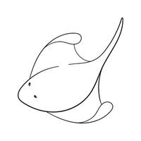 Simple illustration of stingray fish in line art style. Vector illustration isolated on a white background.