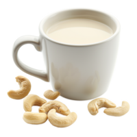 AI generated A cup of cashew milk isolated on a transparent background png