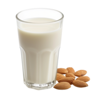 AI generated A glass of almond milk isolated on a transparent background png