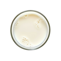 ai generiert ein Glas von Milch oben Aussicht isoliert auf ein transparent Hintergrund png