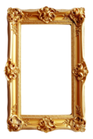 ai gerado vertical dourado quadro, Armação em uma transparente fundo png