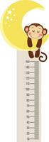 Cute monkey on moon ruler for baby growth vector