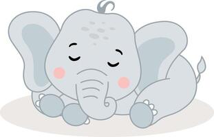 linda adorable bebé elefante dormido vector