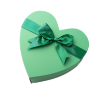 AI generated Mint Green Heart Gift Box Isolated png