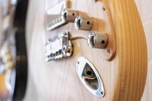 Guitars that were kept in the music practice room It is a guitar that is provided for musicians to practice and learn before performing in order to reduce the mistake of playing guitar on stage. photo