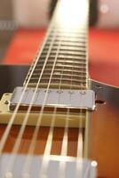 Guitars that were kept in the music practice room It is a guitar that is provided for musicians to practice and learn before performing in order to reduce the mistake of playing guitar on stage. photo