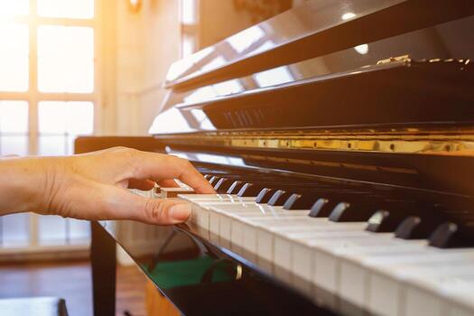 Soft Focus and Blur,The pianist is fixing and adjusting the sound of the piano correctly and precisely so that the practice and performance of the piano will be melodious and without glitches. photo