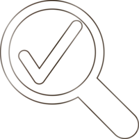 Magnifying glass icon with check mark design decoration. png
