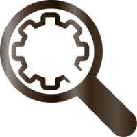 Magnifying glass icon with gear repair design decoration. png