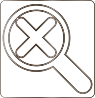 Icon magnifying glass with a cross design decoration. png