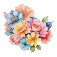 AI generated watercolour colorful flower clipart. png
